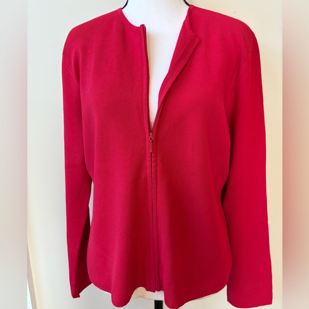 August Silk - Red Zipper Knit Sweater